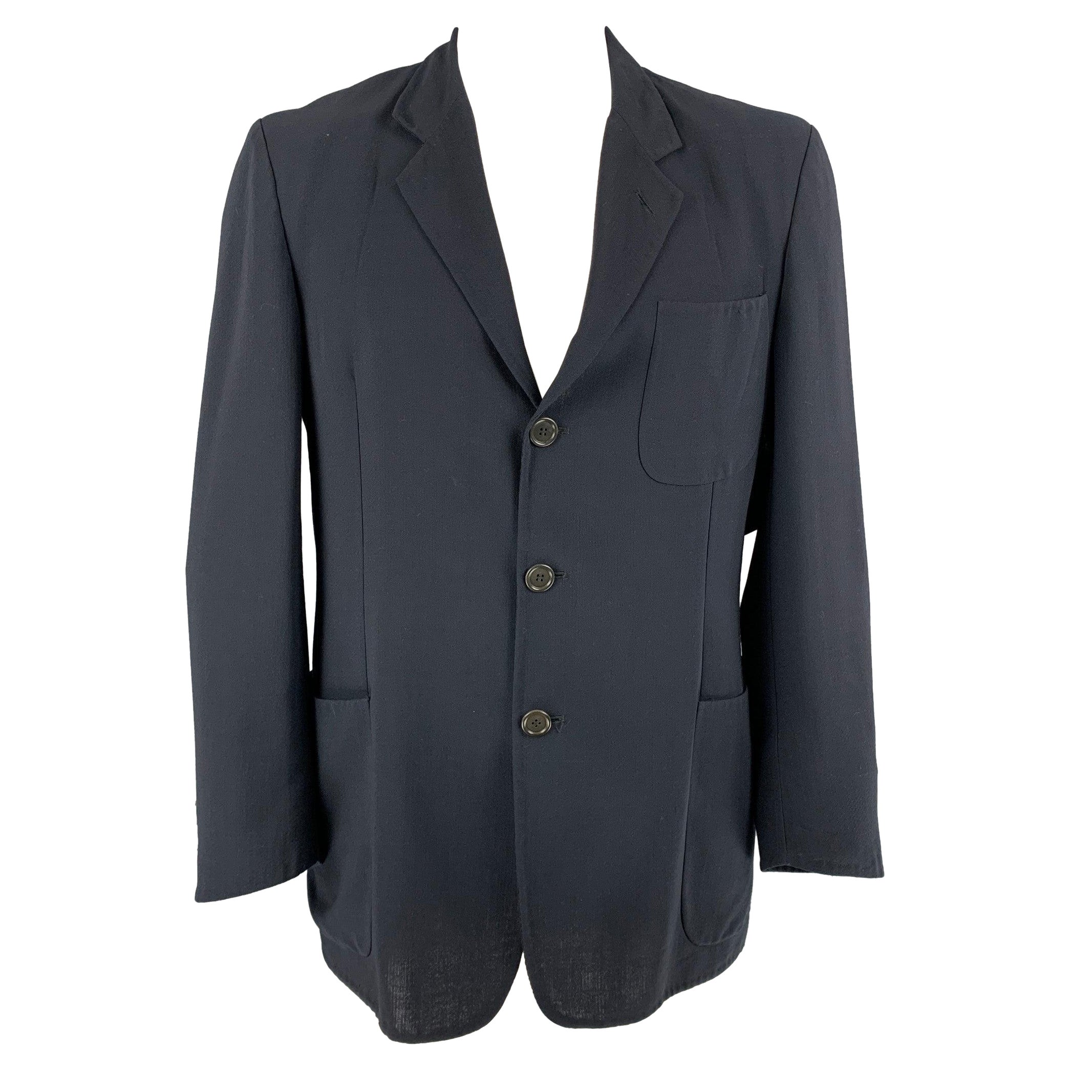 Ermenegildo Zegna Taglia 44 Cappotto sportivo monopetto tinta unita Navy