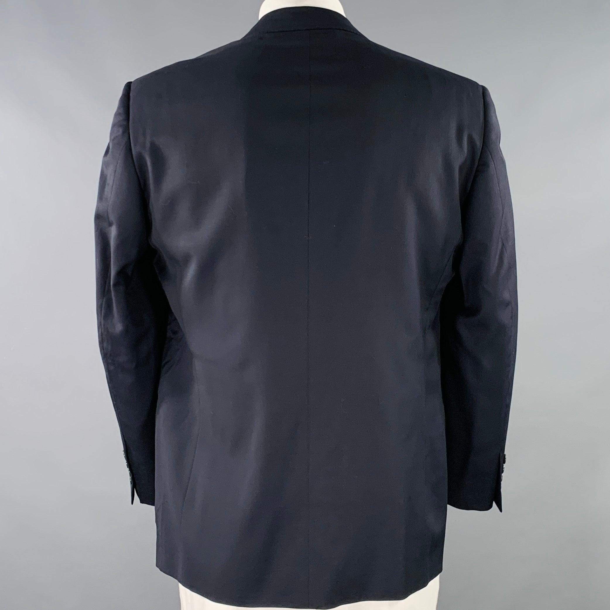 Nero Ermenegildo Zegna Taglia 44 Cappotto sportivo in lana navy con risvolto a tacche in vendita