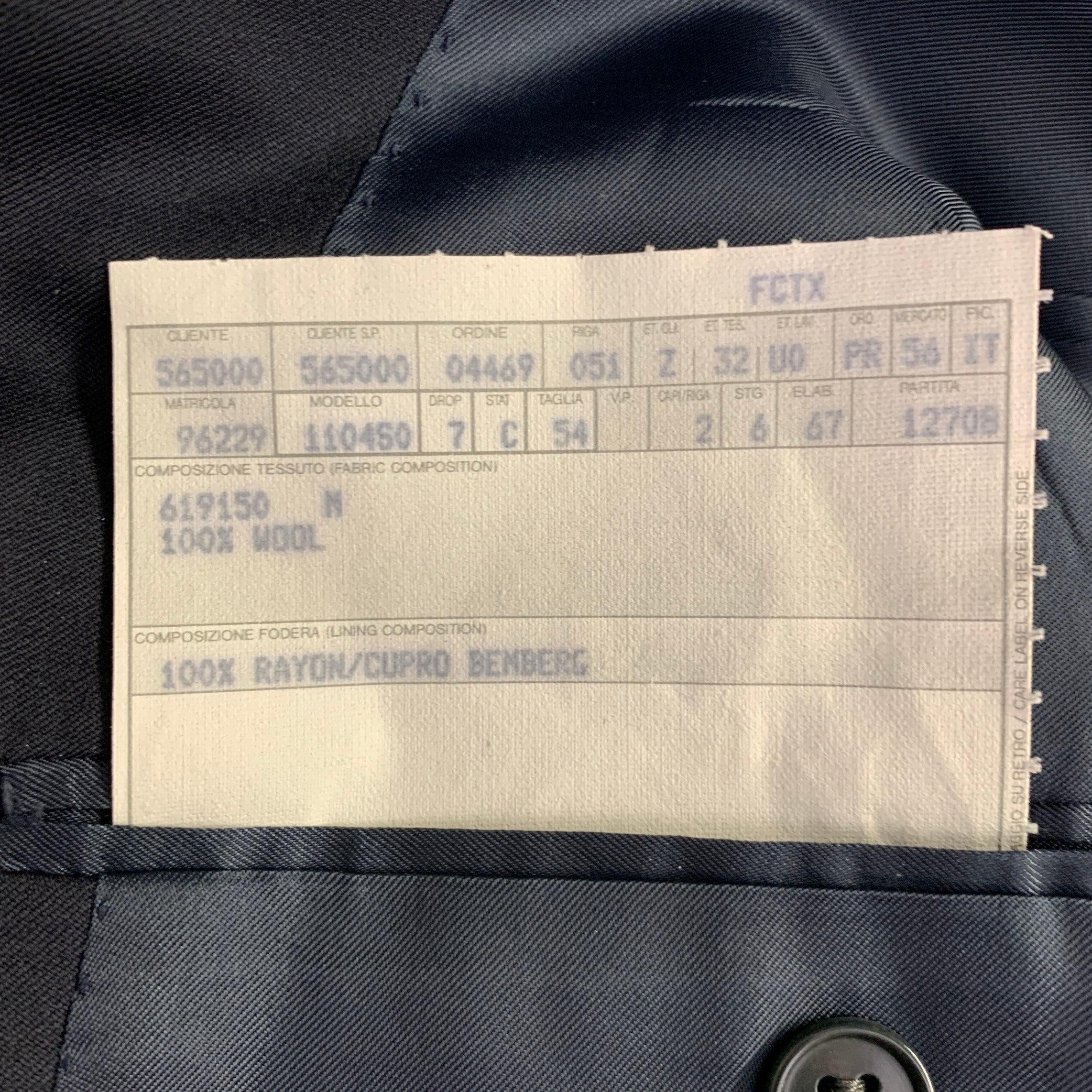 Ermenegildo Zegna Taglia 44 Cappotto sportivo in lana navy con risvolto a tacche in vendita 1