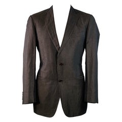 ERMENEGILDO ZEGNA Size 44 Regular Brown Silk Linen Twill Sport Coat