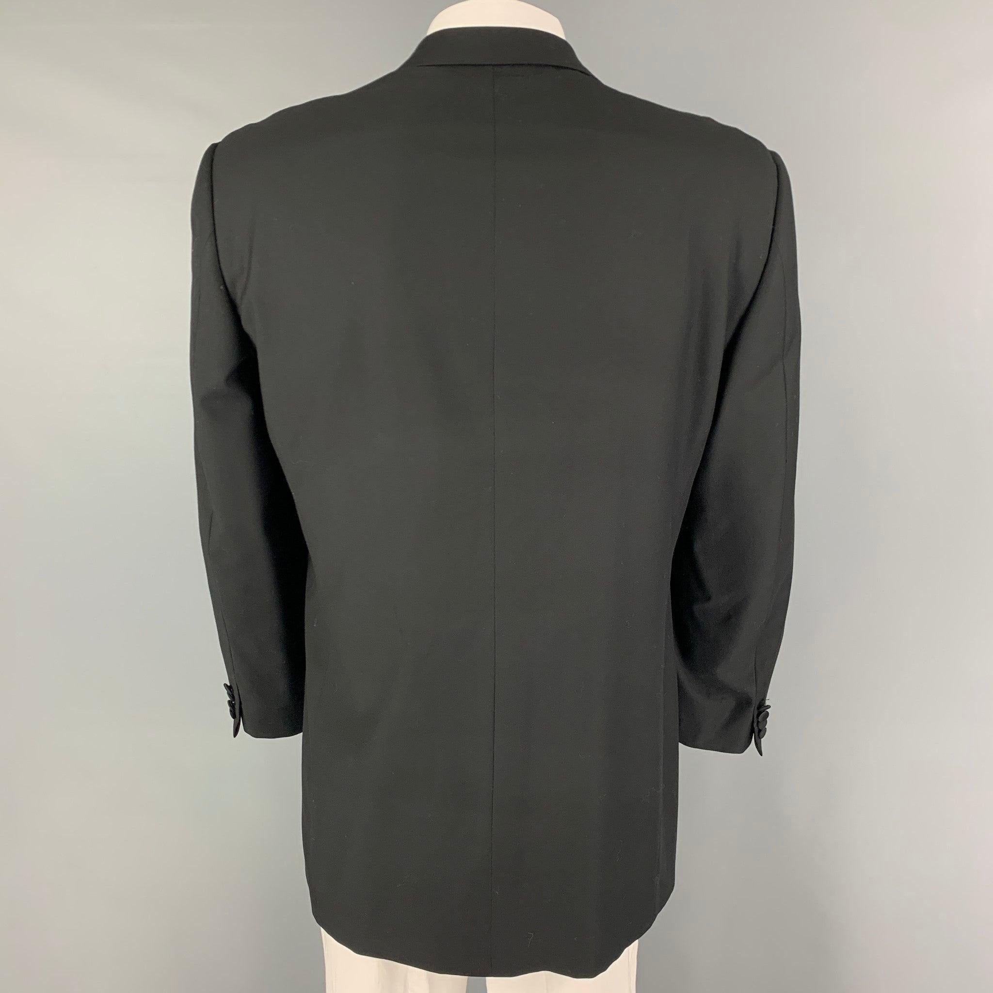 ERMENEGILDO ZEGNA Size 46 Black Wool Tuxedo Sport Coat In Good Condition For Sale In San Francisco, CA