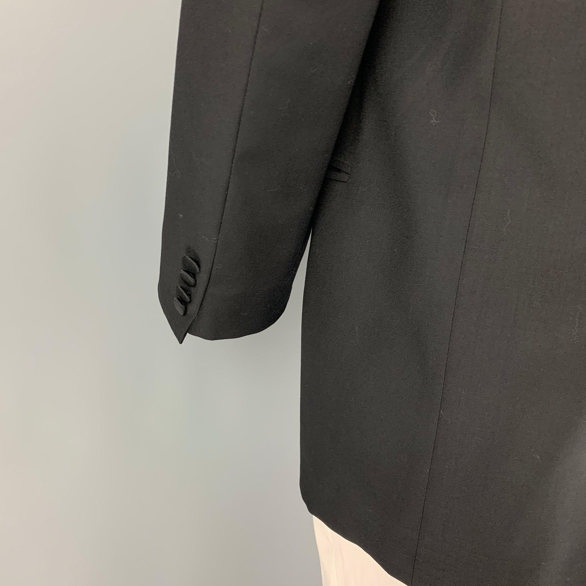 Men's ERMENEGILDO ZEGNA Size 46 Black Wool Tuxedo Sport Coat For Sale