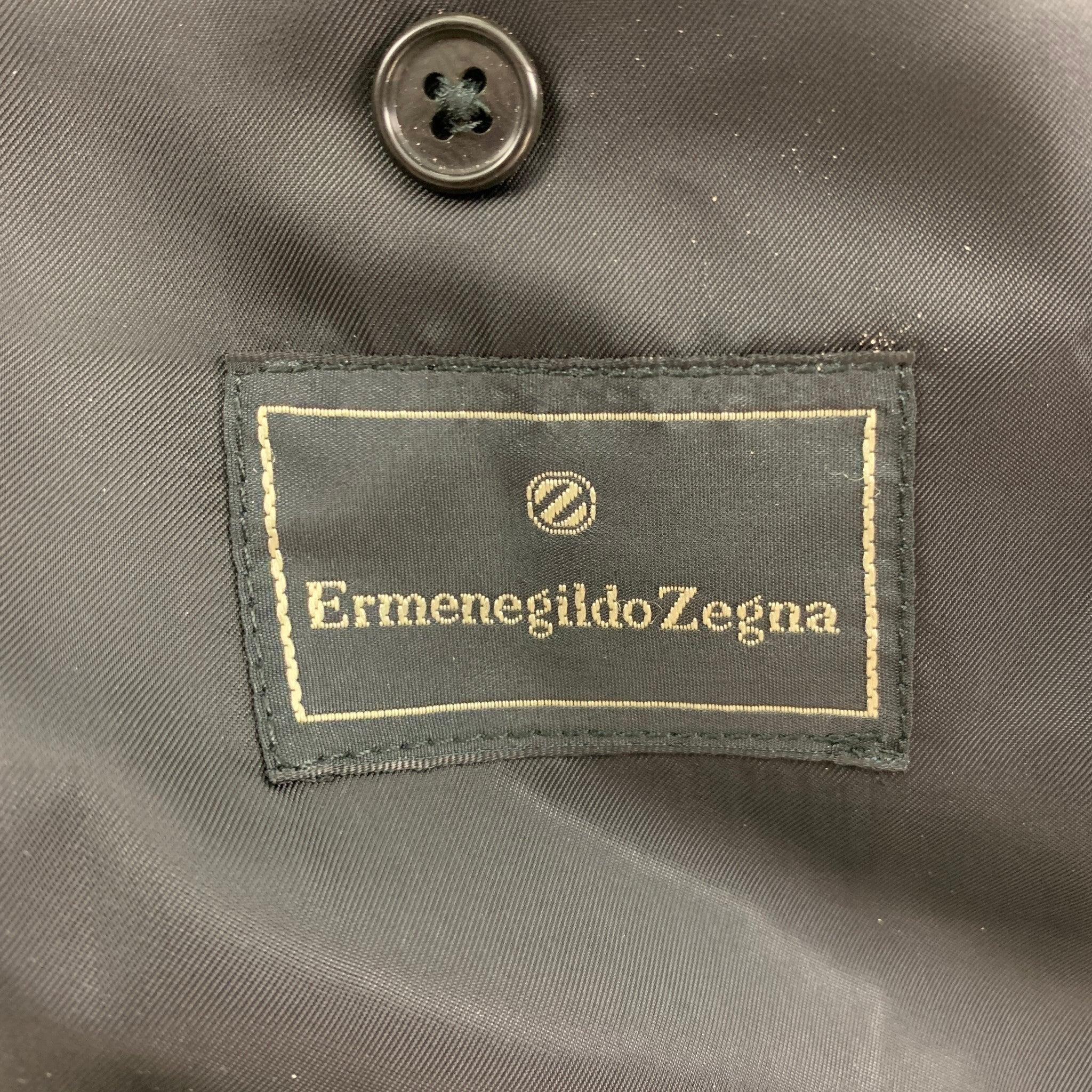 ERMENEGILDO ZEGNA Size 46 Black Wool Tuxedo Sport Coat For Sale 2