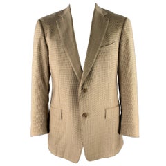 ERMENEGILDO ZEGNA Größe 46 Braun Khaki Hahnentritt Wolle Sportmantel