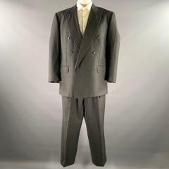 ERMENEGILDO ZEGNA Size 46 Grey Black Nailhead Wool Peak Lapel Suit