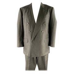 ERMENEGILDO ZEGNA Size 46 Grey Black Nailhead Wool Peak Lapel Suit