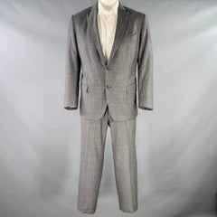 ERMENEGILDO ZEGNA Size 46 Grey White Window Pane Wool Notch Lapel Suit