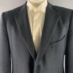 ERMENEGILDO ZEGNA Size 46 Navy Black Woven Wool Cashmere Sport Coat