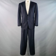 ERMENEGILDO ZEGNA Talla 46 Regular Traje con solapa de muesca de lana y sarga azul marino