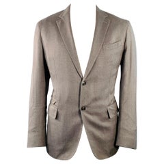 ERMENEGILDO ZEGNA Size 46 Regular Taupe Nailhead Silk Cotton Sport Coat