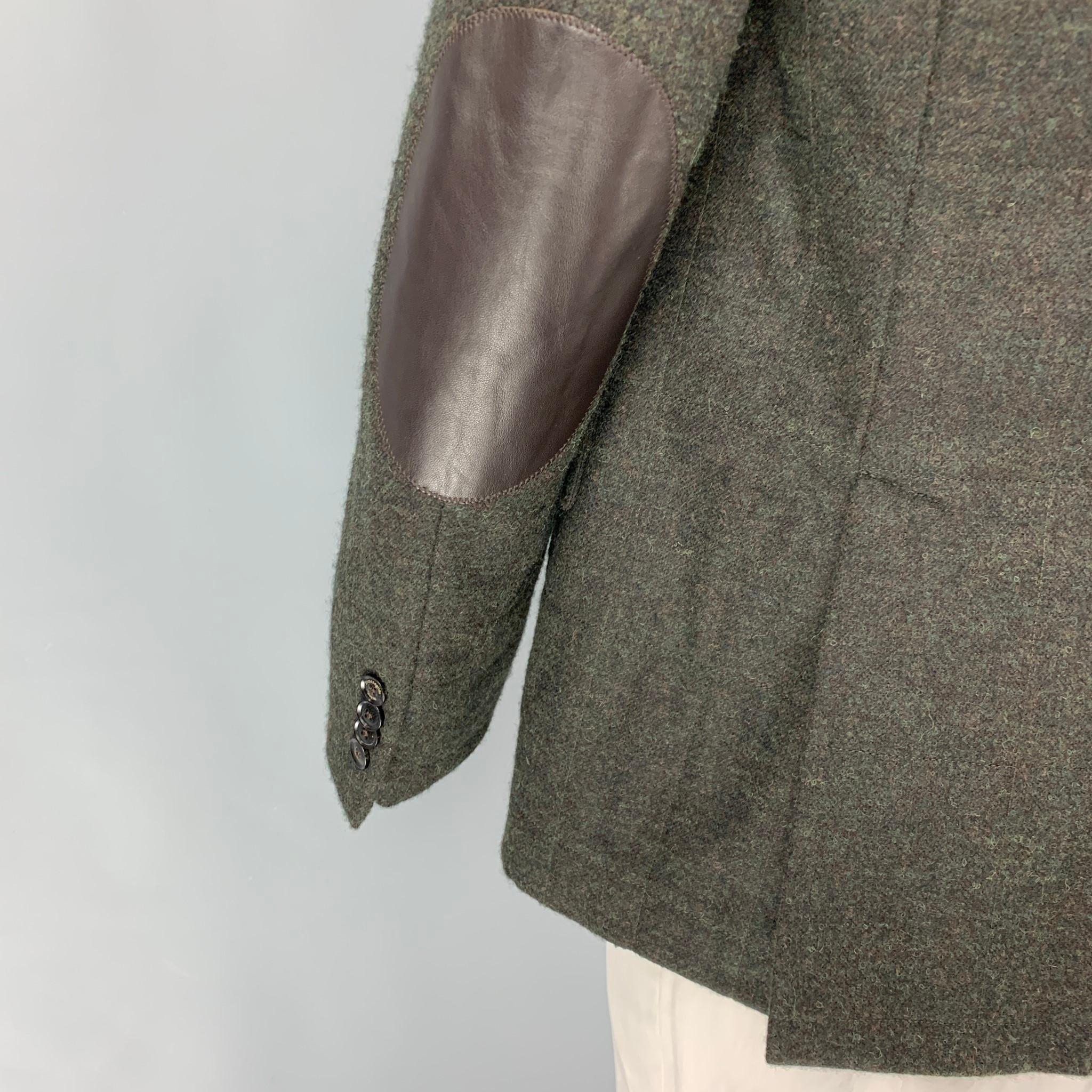 Black ERMENEGILDO ZEGNA Size 48 Hunter Green Heather Alpaca Blend Sport Coat