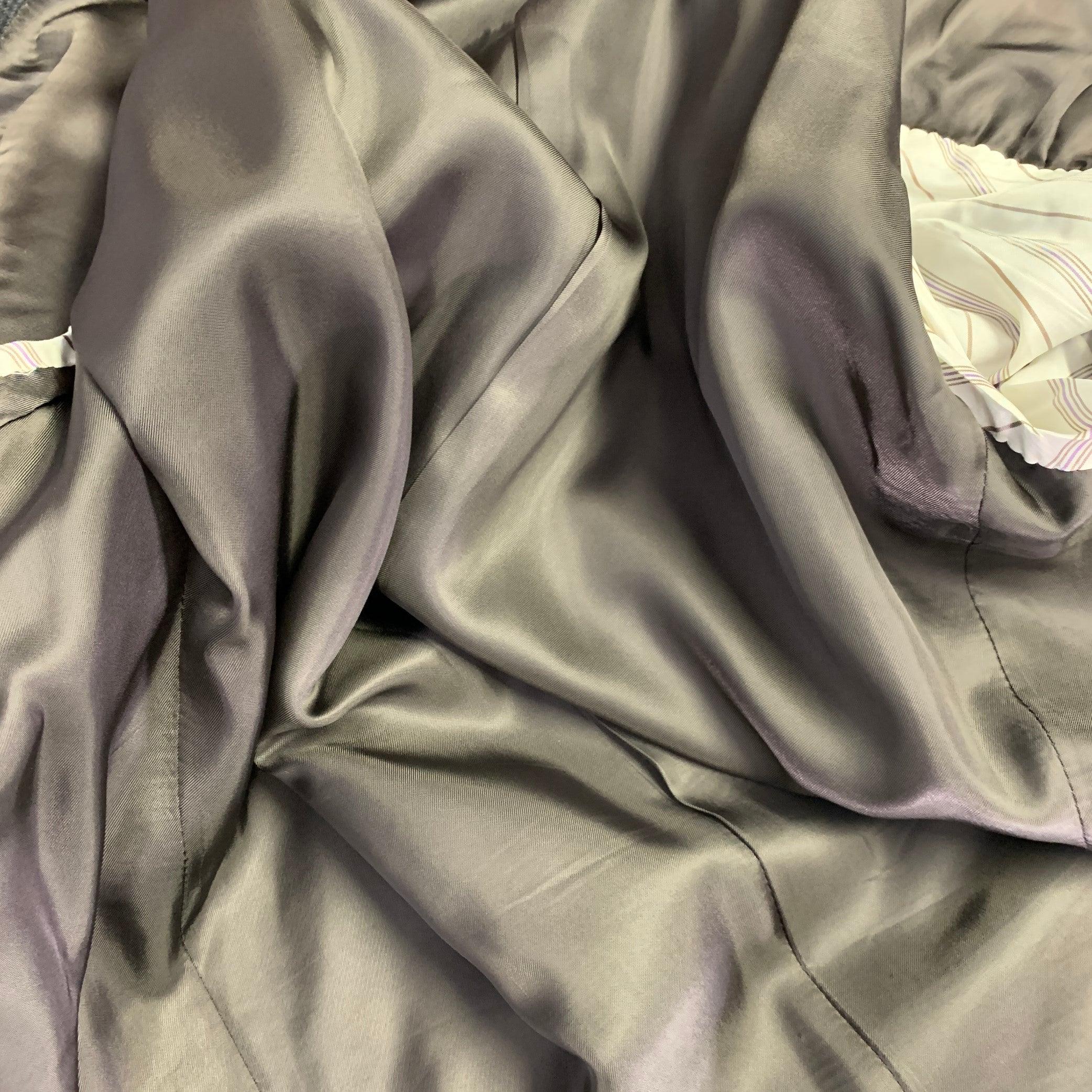 ERMENEGILDO ZEGNA Größe 48 Langer grauer anthrazitfarbener Holzkohle-Wandmantel mit Fensterhose aus Wolle im Angebot 3