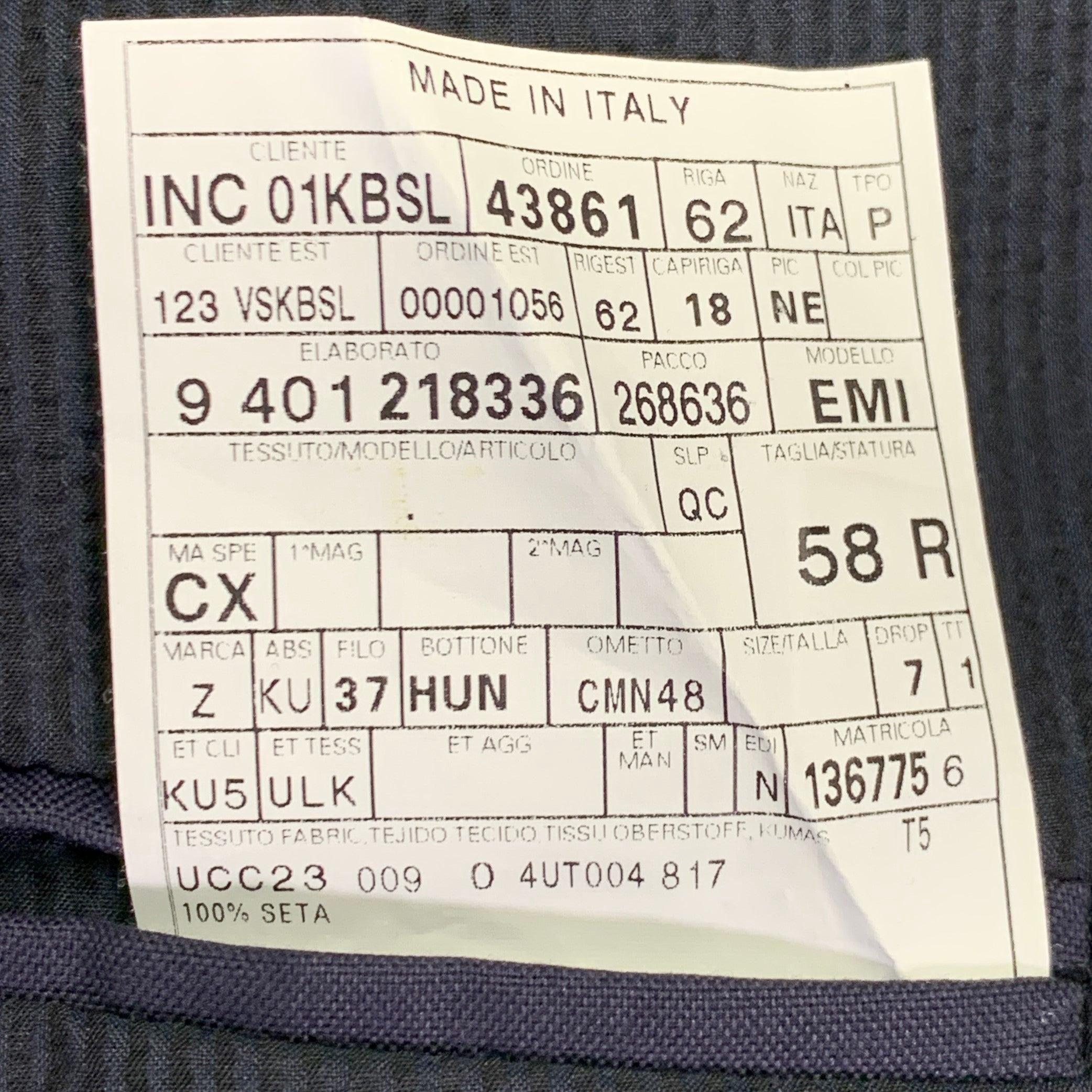 ERMENEGILDO ZEGNA Size 48 Navy Black Seersucker Silk Jacket 5