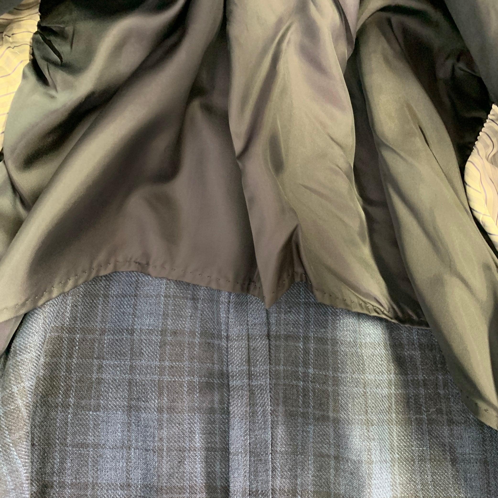 ERMENEGILDO ZEGNA Size 48 Regular Blue Navy Plaid Notch Lapel Sport Coat For Sale 5