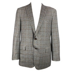 ERMENEGILDO ZEGNA - Manteau de sport en cachemire à carreaux gris et marron, taille 48