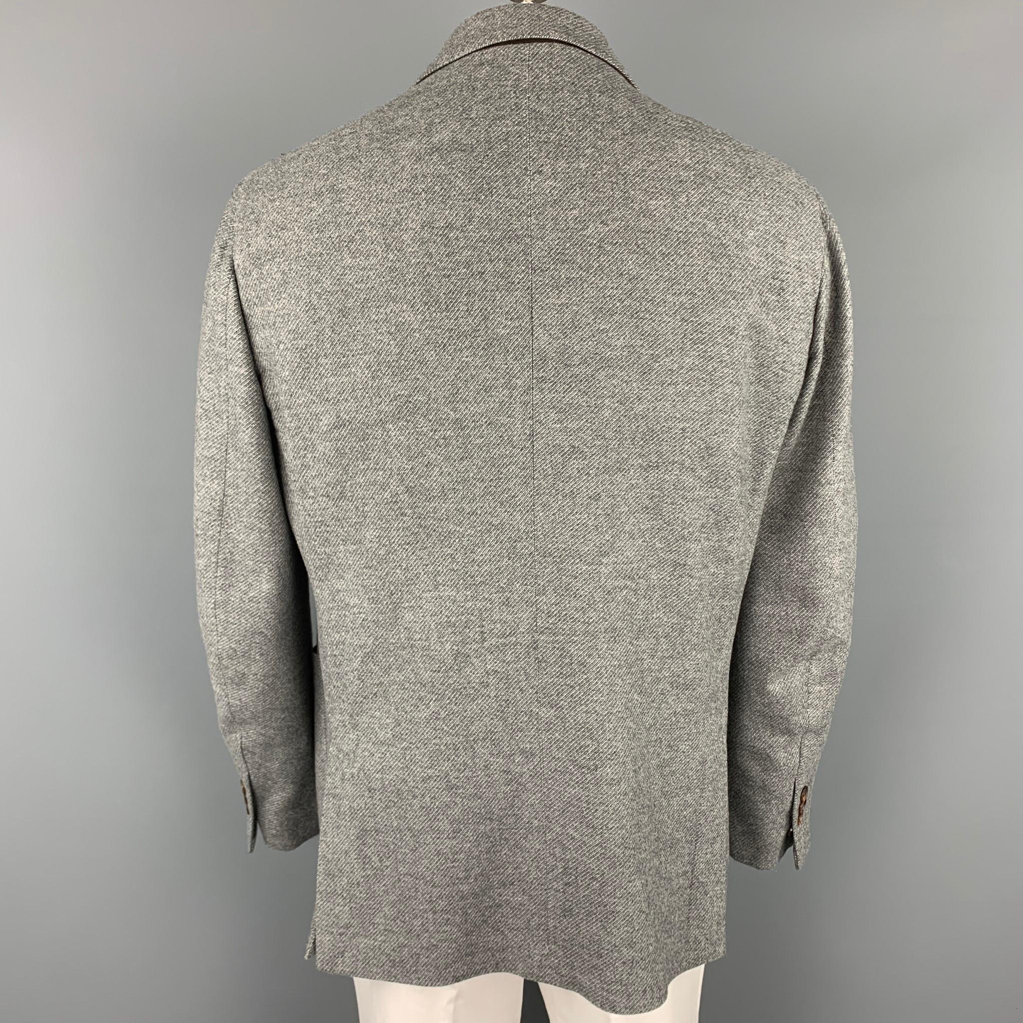 ERMENEGILDO ZEGNA Size 48 Regular Grey Heather Wool / Cashmere Sport Coat In Good Condition In San Francisco, CA