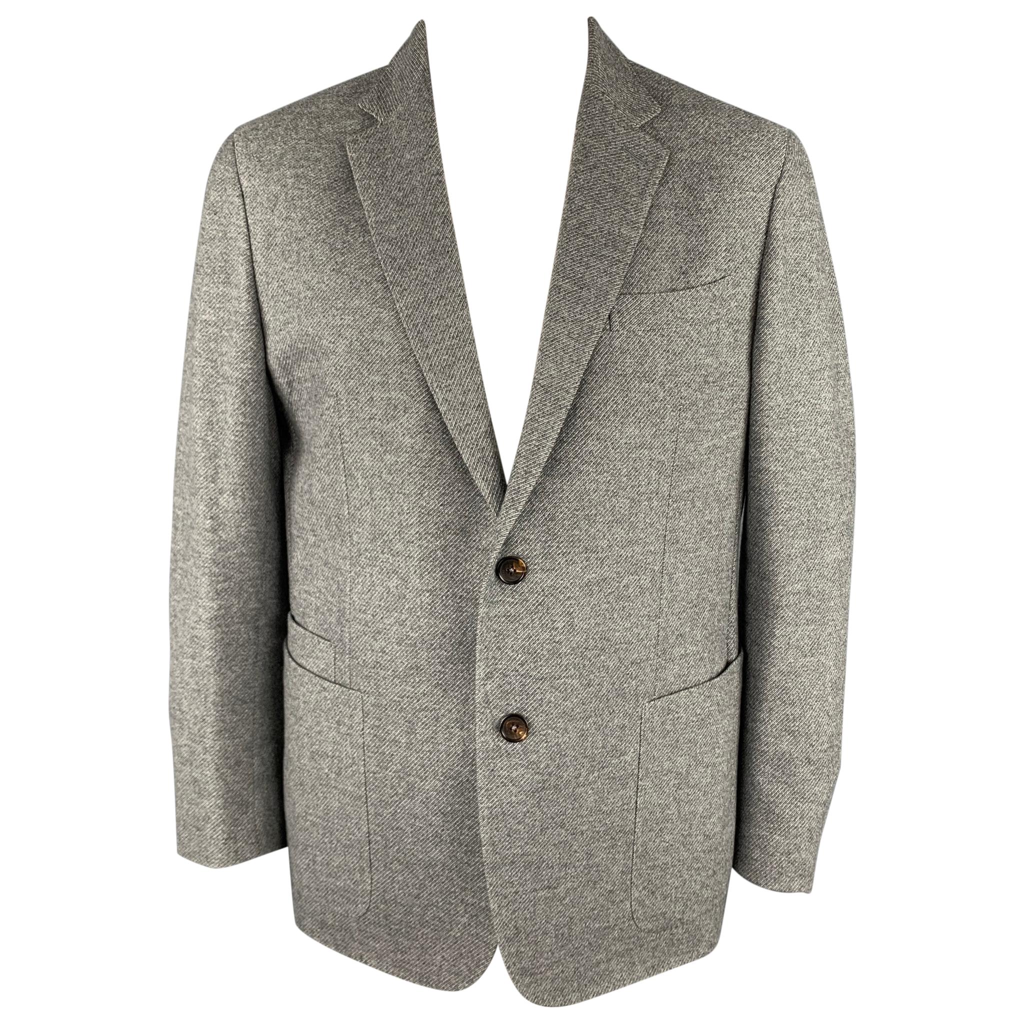 ERMENEGILDO ZEGNA Size 48 Regular Grey Heather Wool / Cashmere Sport Coat
