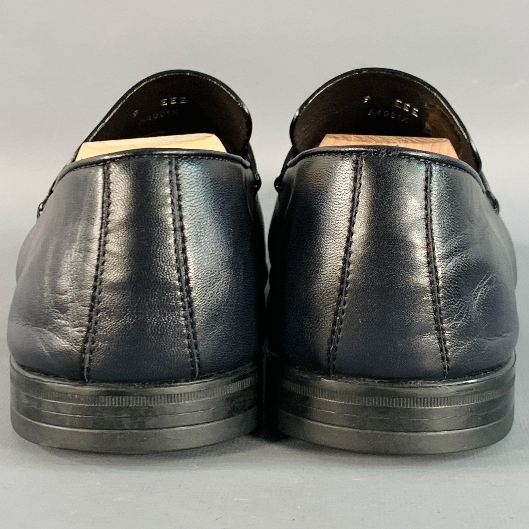 ERMENEGILDO ZEGNA Größe 9 L'Asola Schwarz Lammfell Leder Penny Loafers im Zustand „Hervorragend“ im Angebot in San Francisco, CA