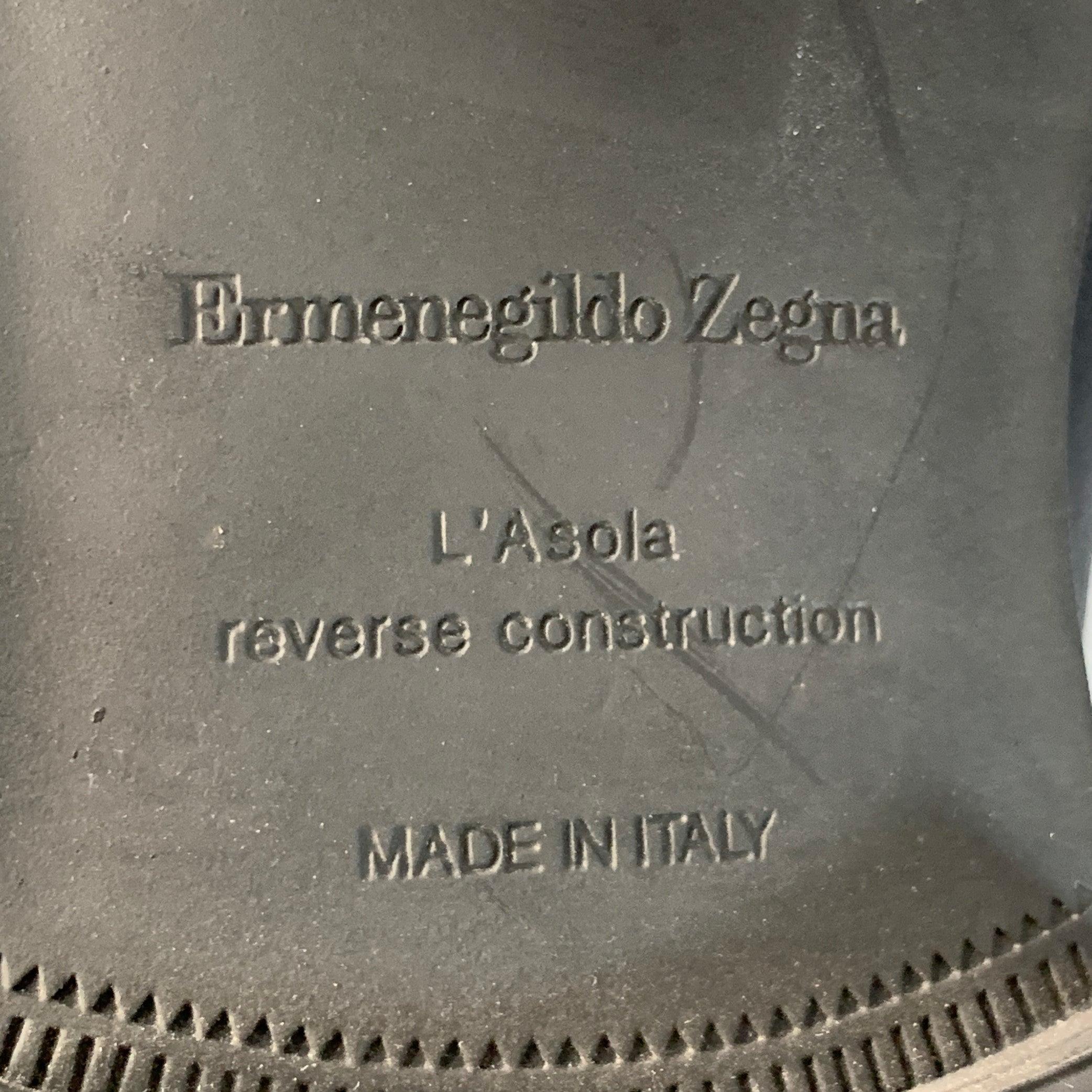 ERMENEGILDO ZEGNA Größe 9 L'Asola Schwarz Lammfell Leder Penny Loafers im Angebot 5
