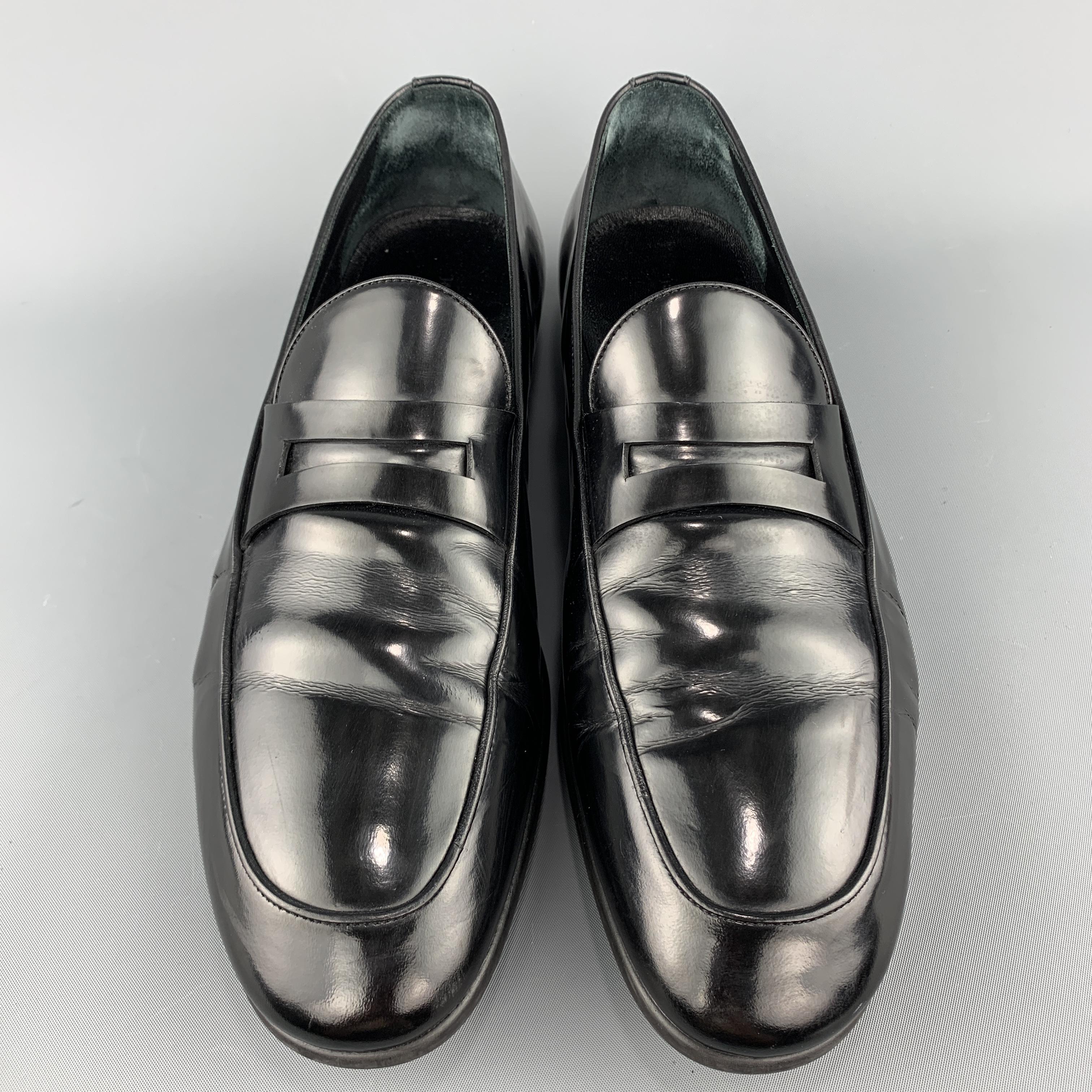 Men's ERMENEGILDO ZEGNA Size 9.5 Black Patent Leather Slip On Loafers