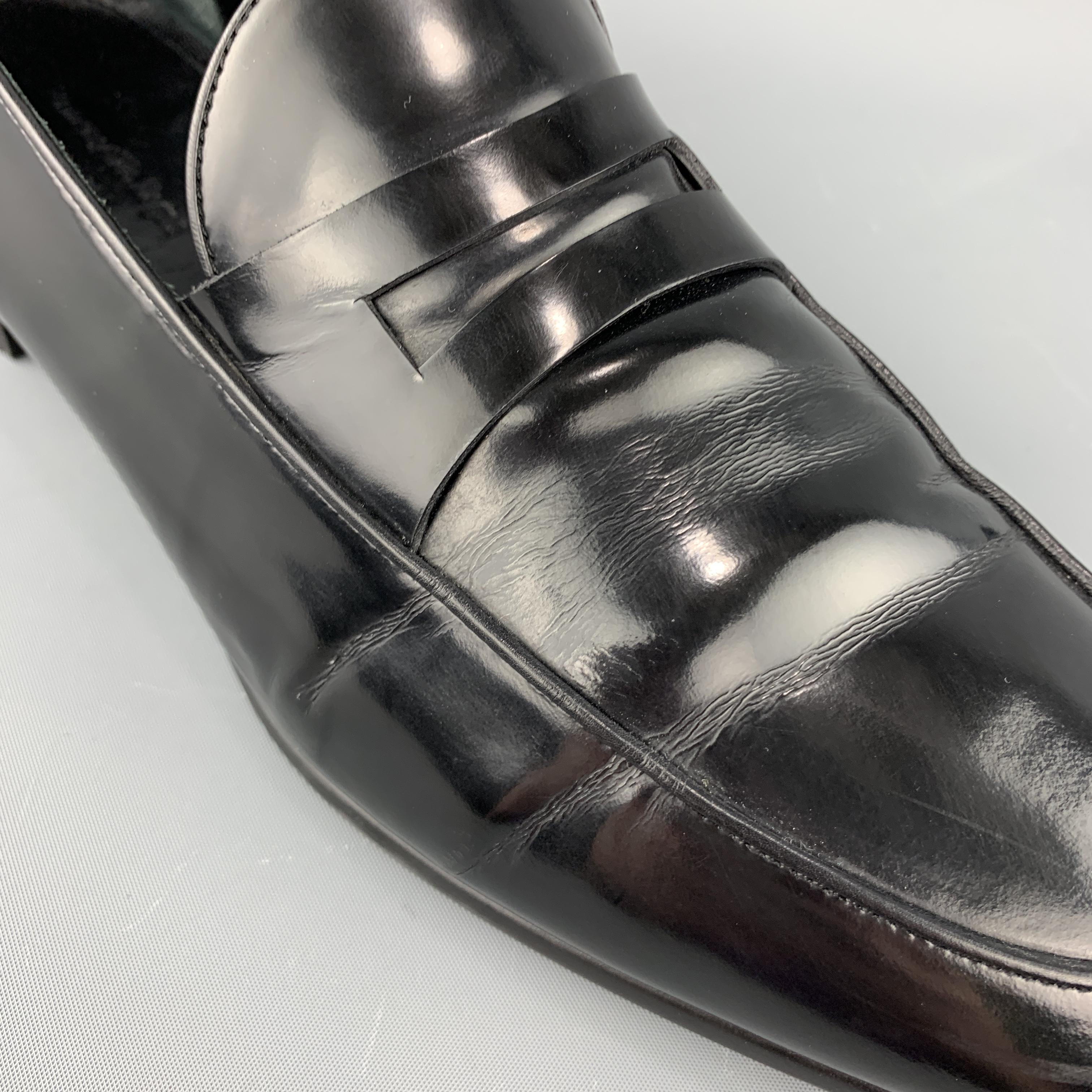 ERMENEGILDO ZEGNA Size 9.5 Black Patent Leather Slip On Loafers 1