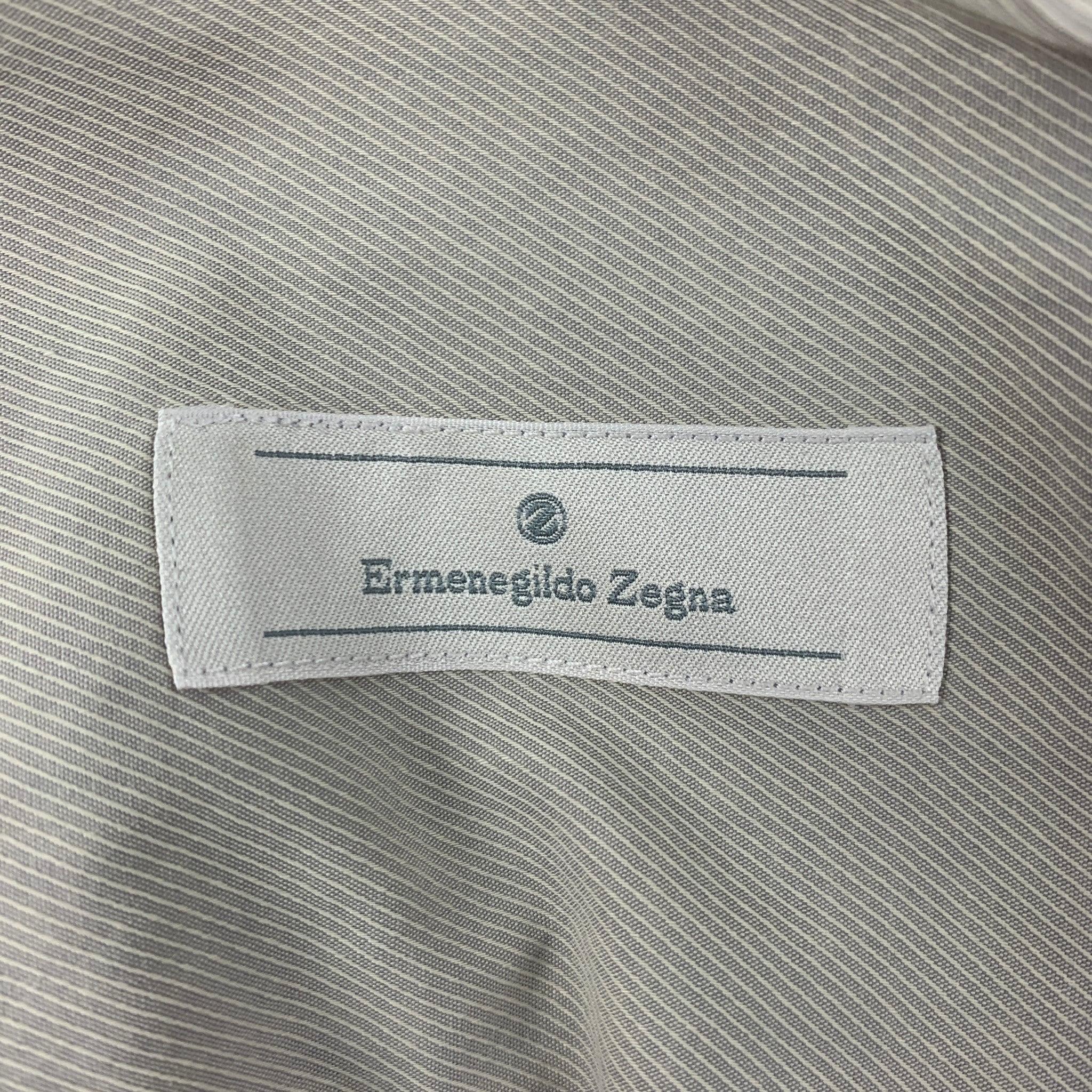 ERMENEGILDO ZEGNA Size L Beige Cotton Button Up Long Sleeve Shirt For Sale 1