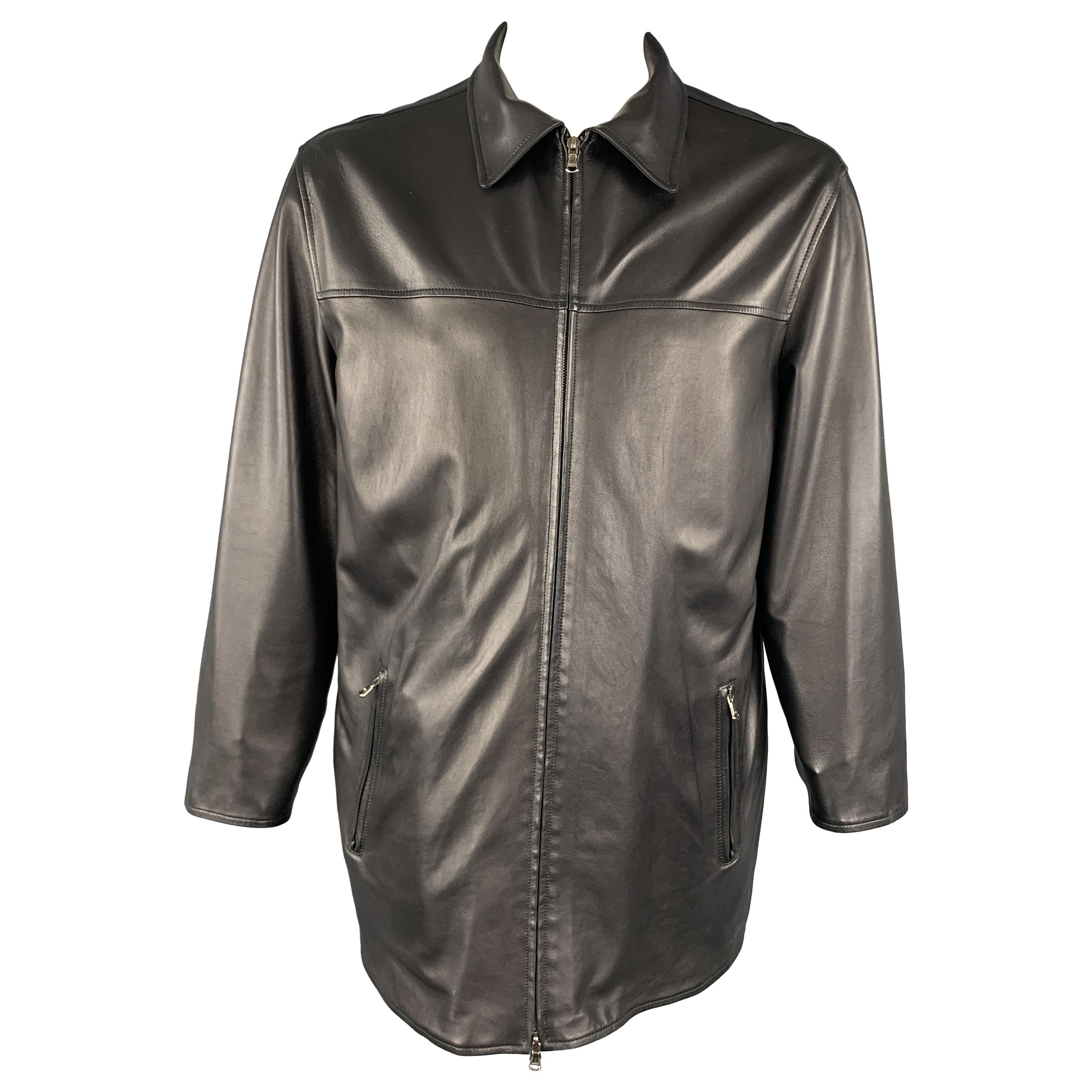 ERMENEGILDO ZEGNA Size L Black Leather 