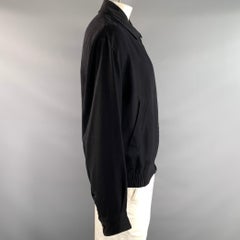 ERMENEGILDO ZEGNA Jacke in Größe L, schwarz, aus einer Viskose-Seiden-Mischung, mit spitzem Kragen