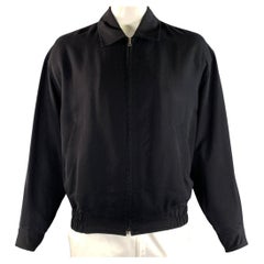 ERMENEGILDO ZEGNA Jacke in Größe L, schwarz, aus einer Viskose-Seiden-Mischung, mit spitzem Kragen