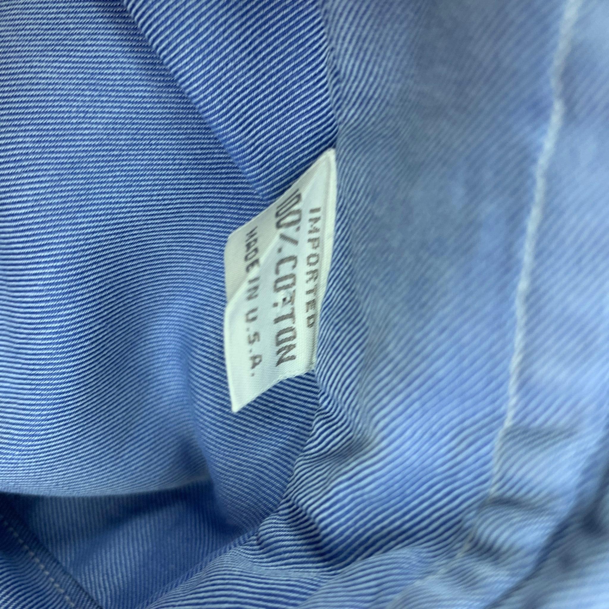 Men's ERMENEGILDO ZEGNA Size L Blue Cotton Button Up Long Sleeve Shirt For Sale