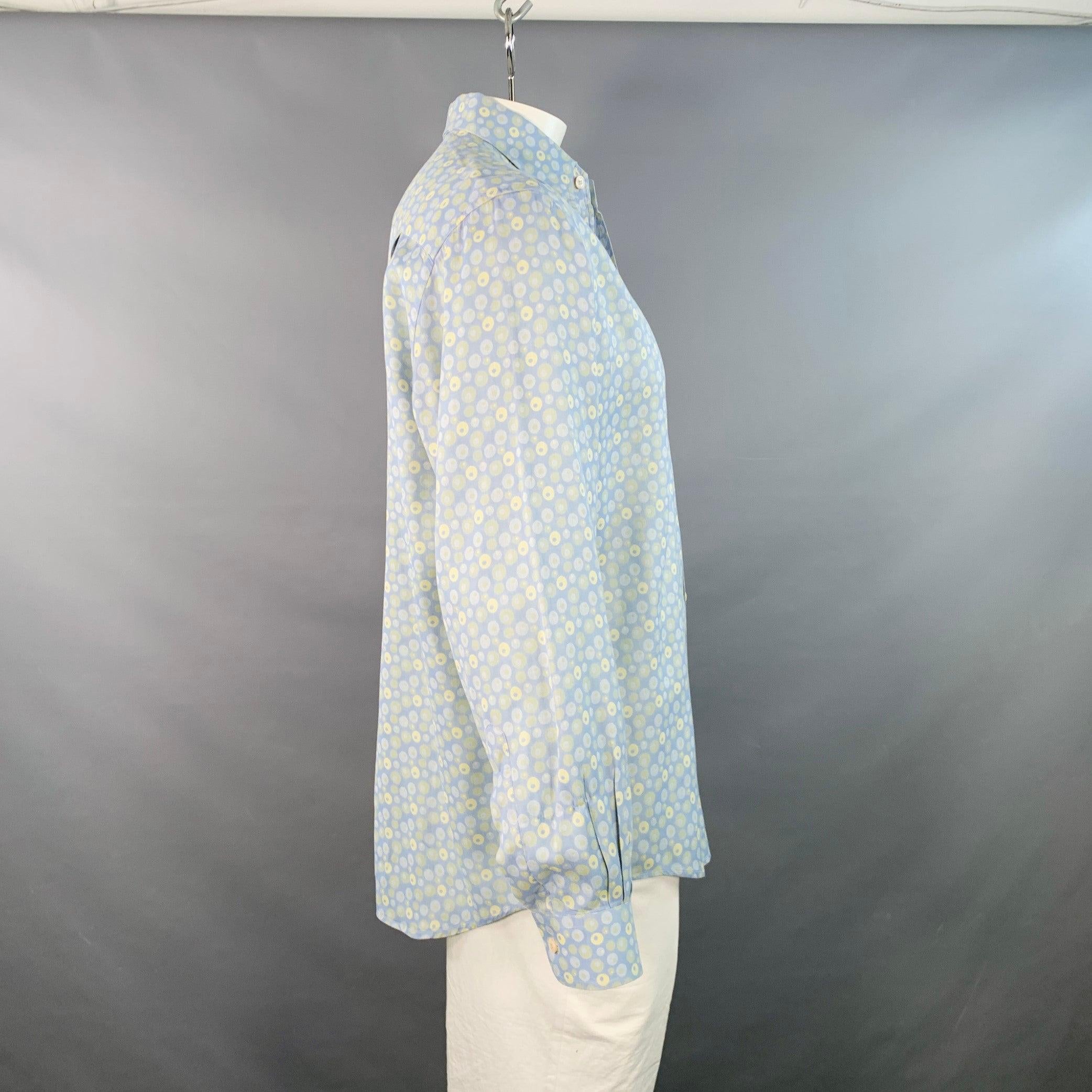 Grigio Ermenegildo Zegna Taglia L Blu Giallo Dot Cotone Monopetto Manica Lunga in vendita