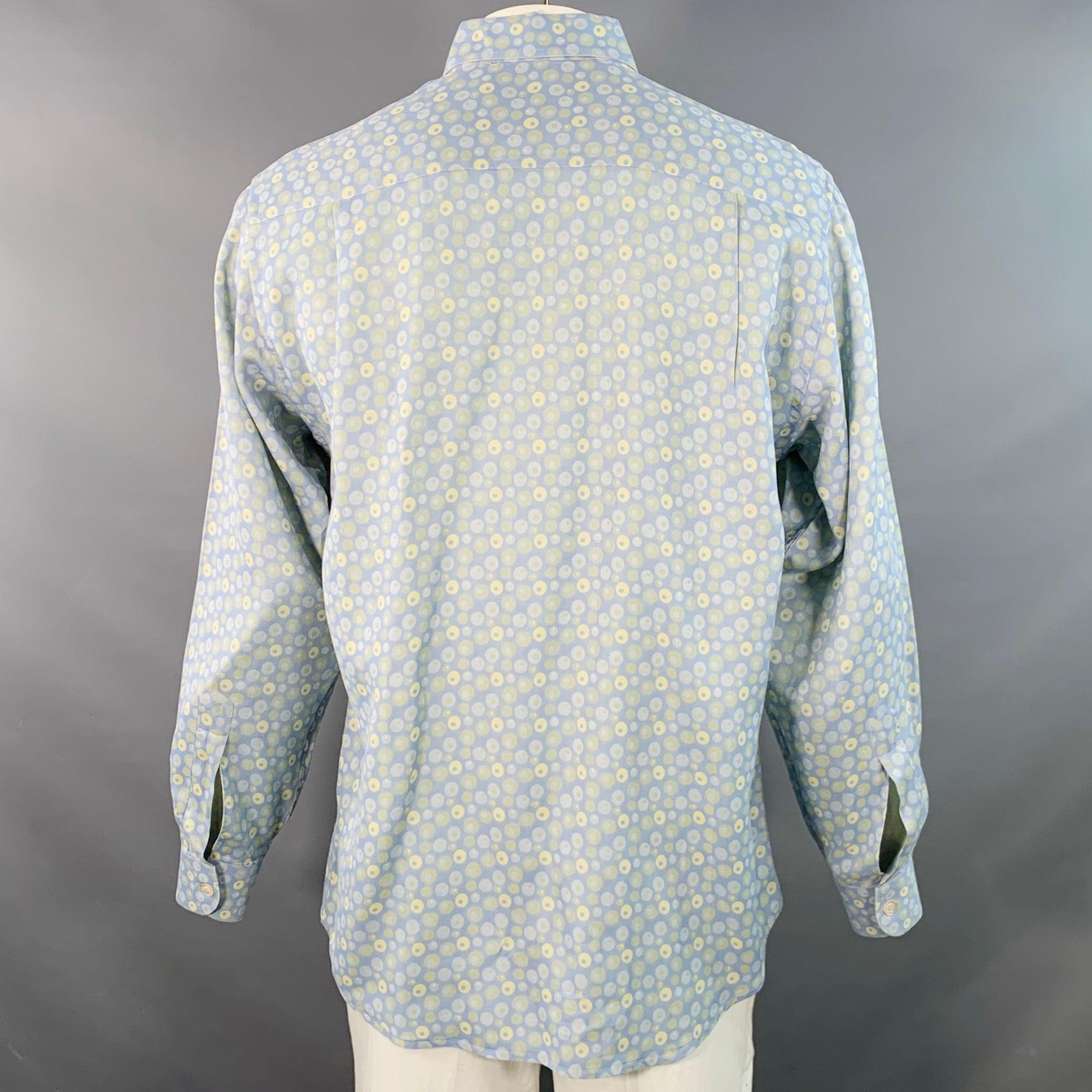 Ermenegildo Zegna Taglia L Blu Giallo Dot Cotone Monopetto Manica Lunga In condizioni ottime in vendita a San Francisco, CA