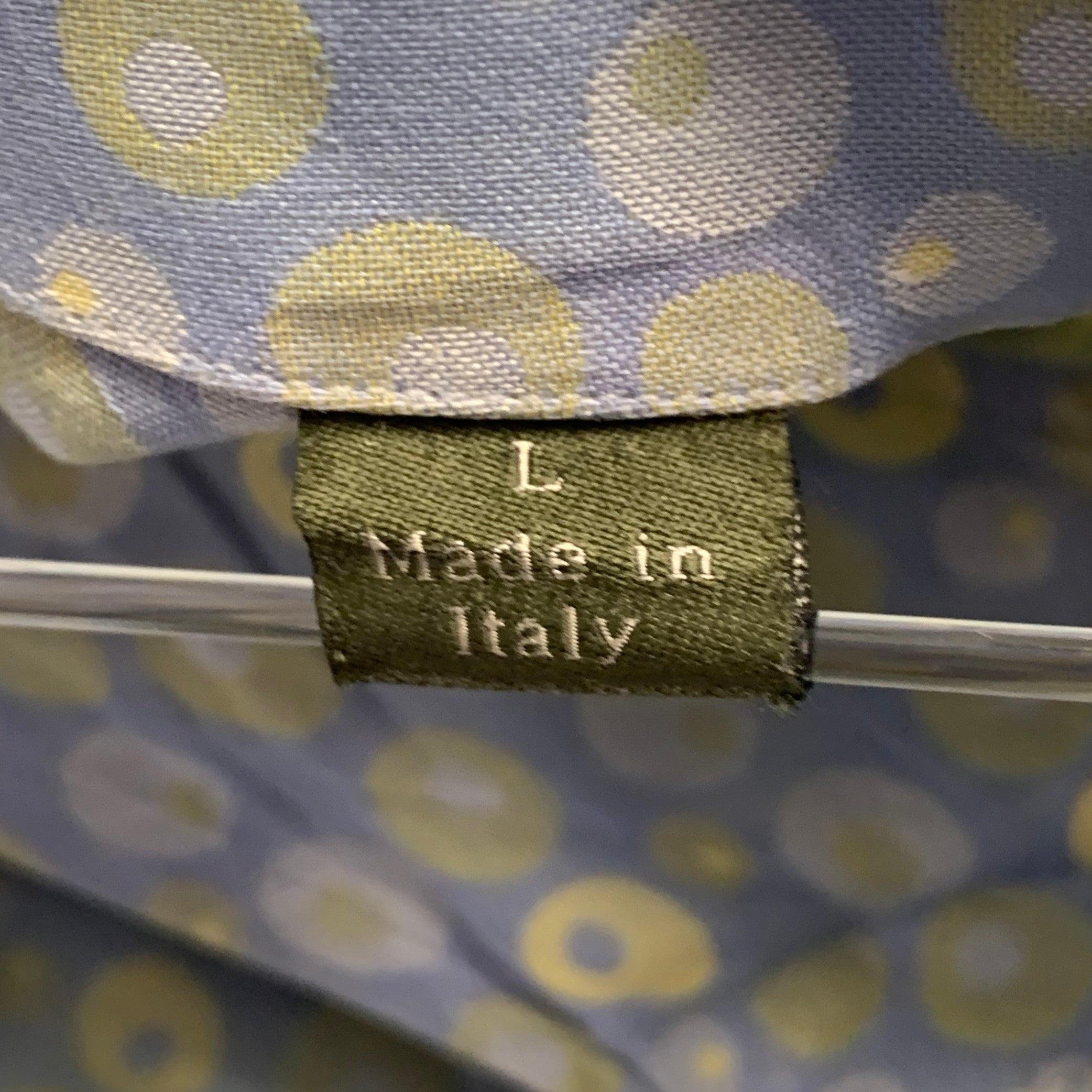 Ermenegildo Zegna Taglia L Blu Giallo Dot Cotone Monopetto Manica Lunga in vendita 1
