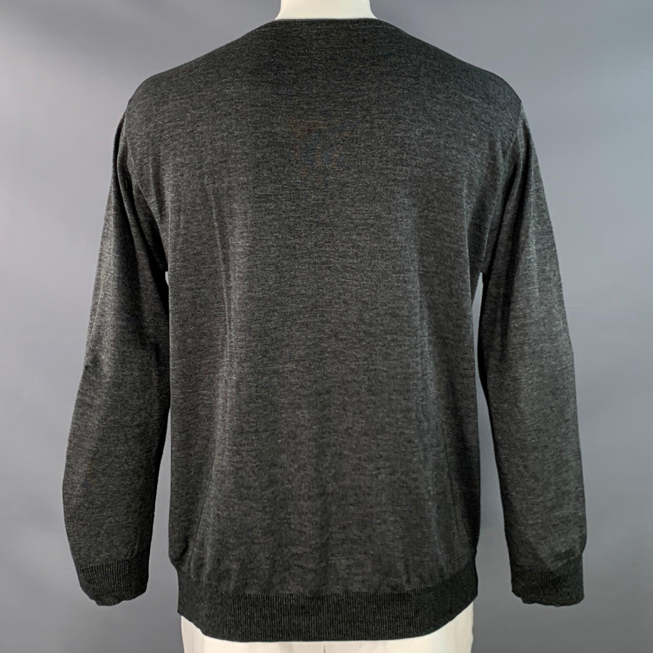Ermenegildo Zegna Taglia L Grigio Nero Cotone Girocollo Pullover In condizioni buone in vendita a San Francisco, CA
