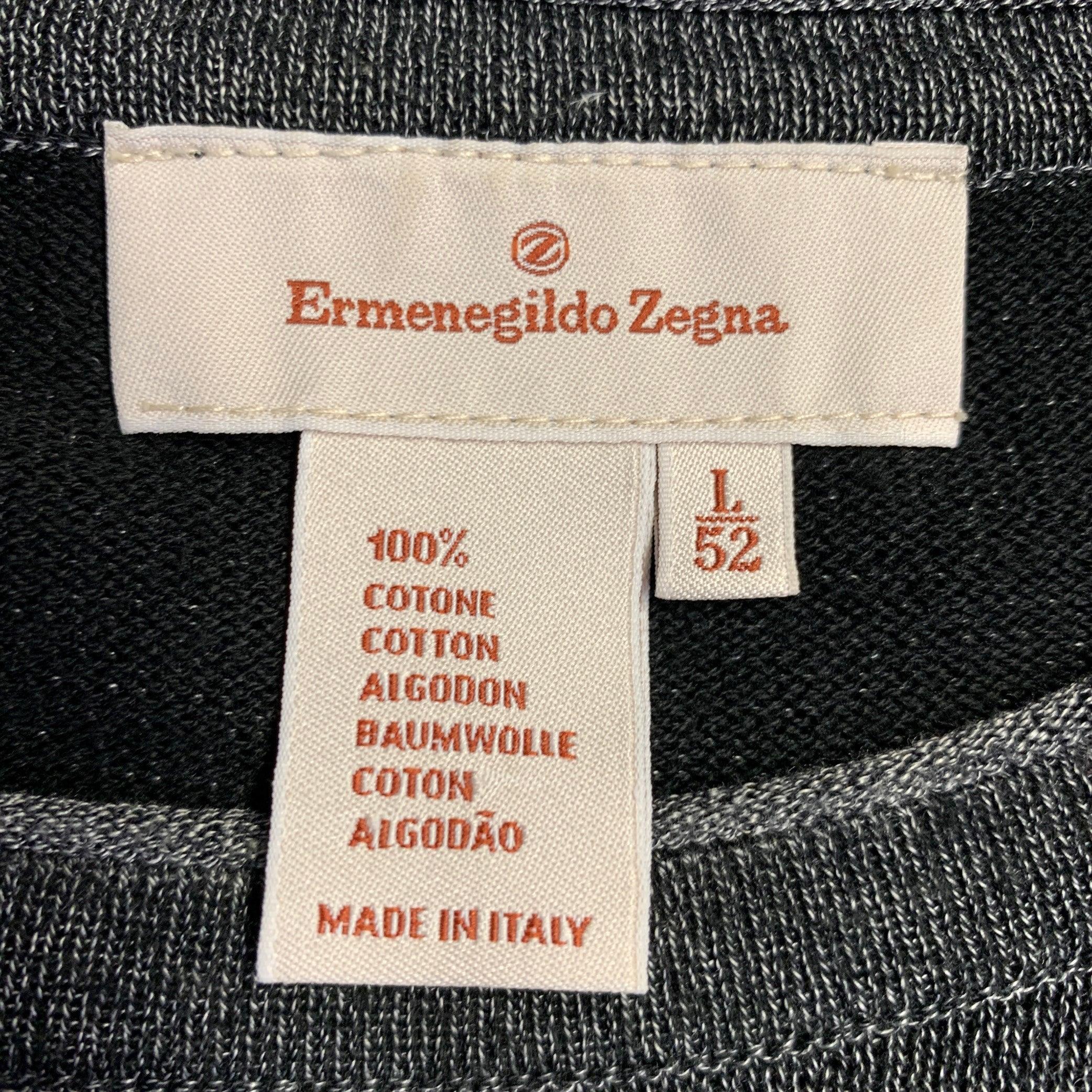 Uomo Ermenegildo Zegna Taglia L Grigio Nero Cotone Girocollo Pullover in vendita