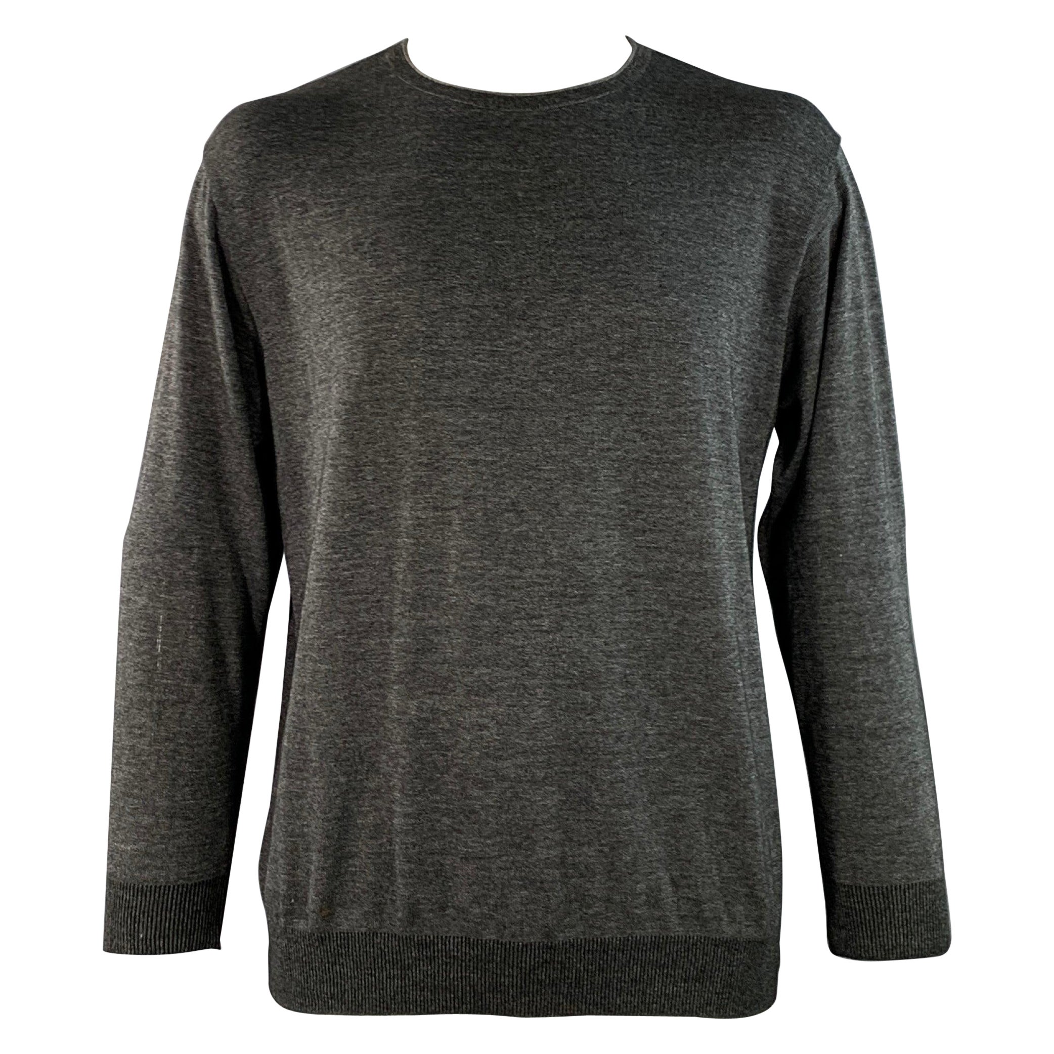Ermenegildo Zegna Taglia L Grigio Nero Cotone Girocollo Pullover