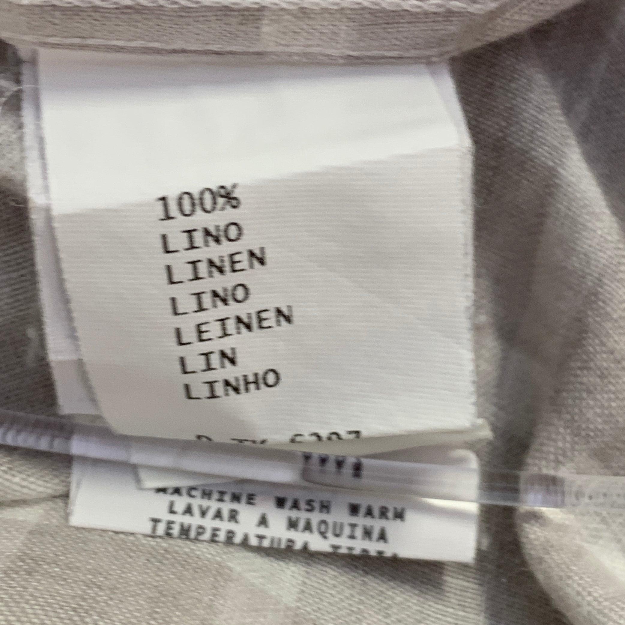 ERMENEGILDO Zegna Size L Grey White Plaid Linen One Pocket Short Sleeve Shirt (Chemise à manches courtes en lin à une poche) en vente 3