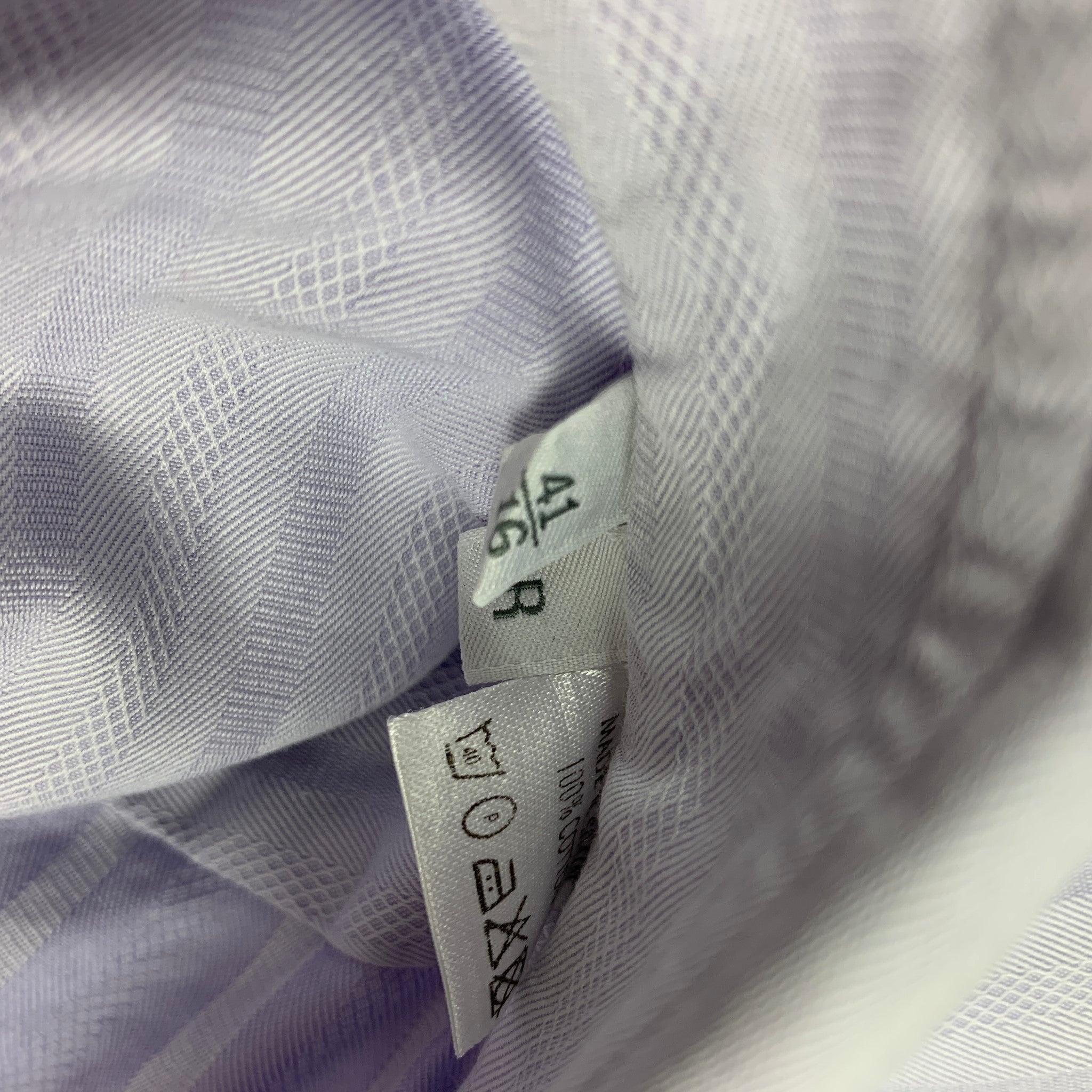 Men's ERMENEGILDO ZEGNA Size L Lavender Purple Cotton Button Up Long Sleeve Shirt For Sale