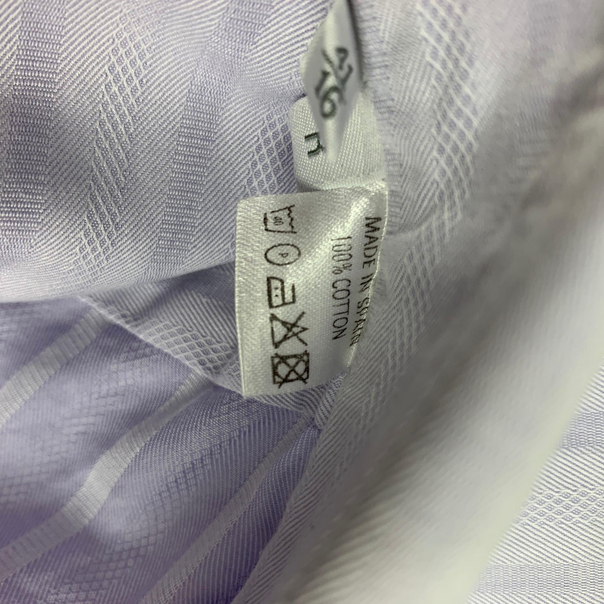 ERMENEGILDO ZEGNA - Chemise à manches longues boutonnée en coton lavande et violette, taille L en vente 1