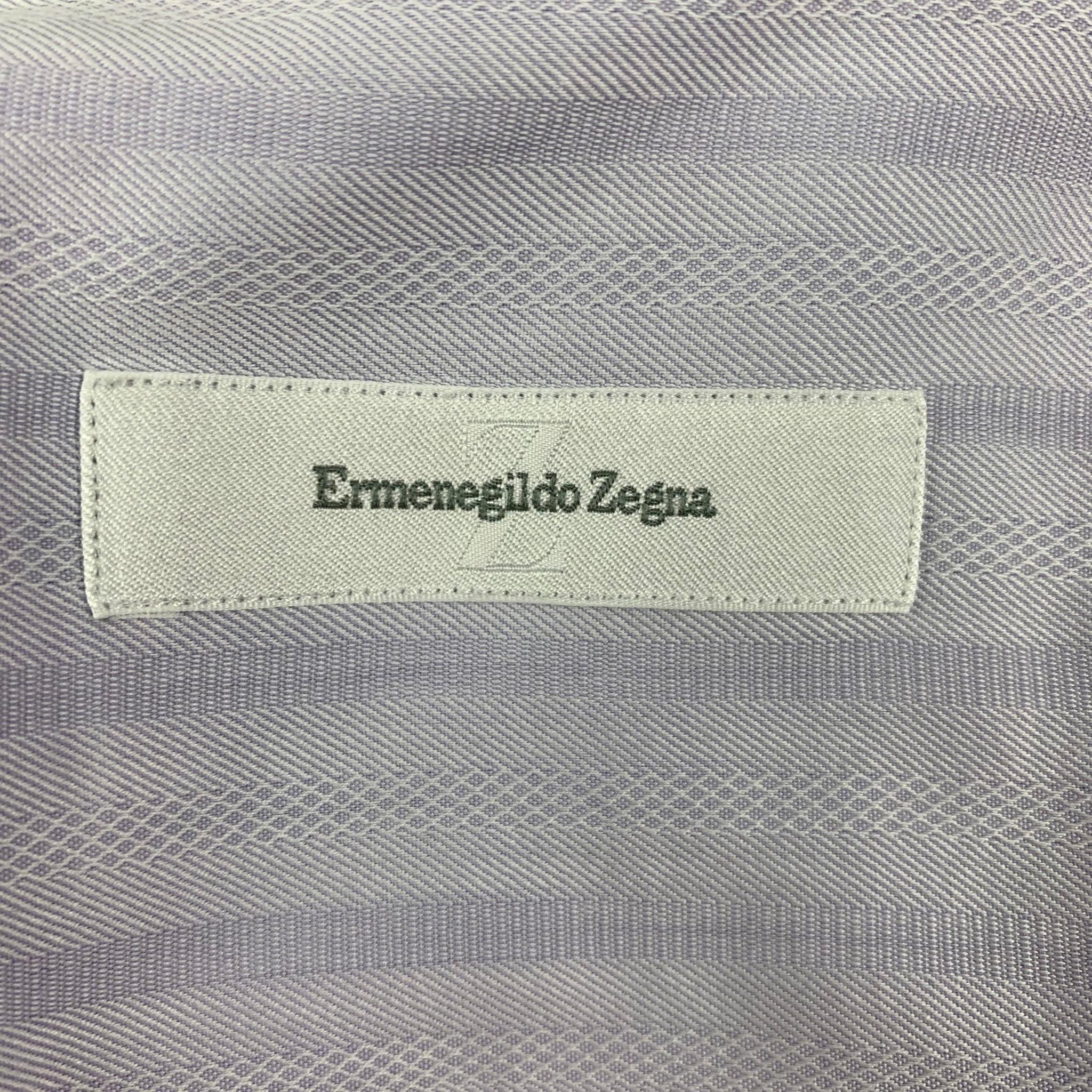 ERMENEGILDO ZEGNA Size L Lavender Purple Cotton Button Up Long Sleeve Shirt For Sale 2