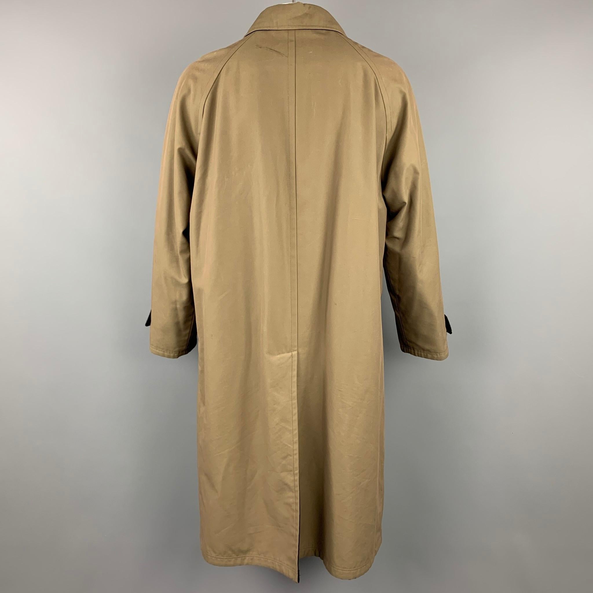 Brown ERMENEGILDO ZEGNA Size L Olive & Black Wool Blend Reversible Coat