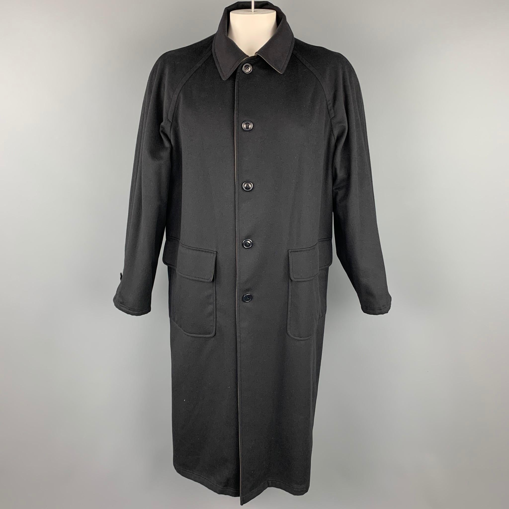 ERMENEGILDO ZEGNA Size L Olive & Black Wool Blend Reversible Coat In Good Condition In San Francisco, CA
