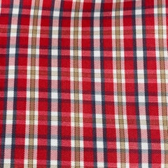 ERMENEGILDO ZEGNA Size L Red Brown Plaid Cotton Curved Cutaway Long Sleeve Shirt