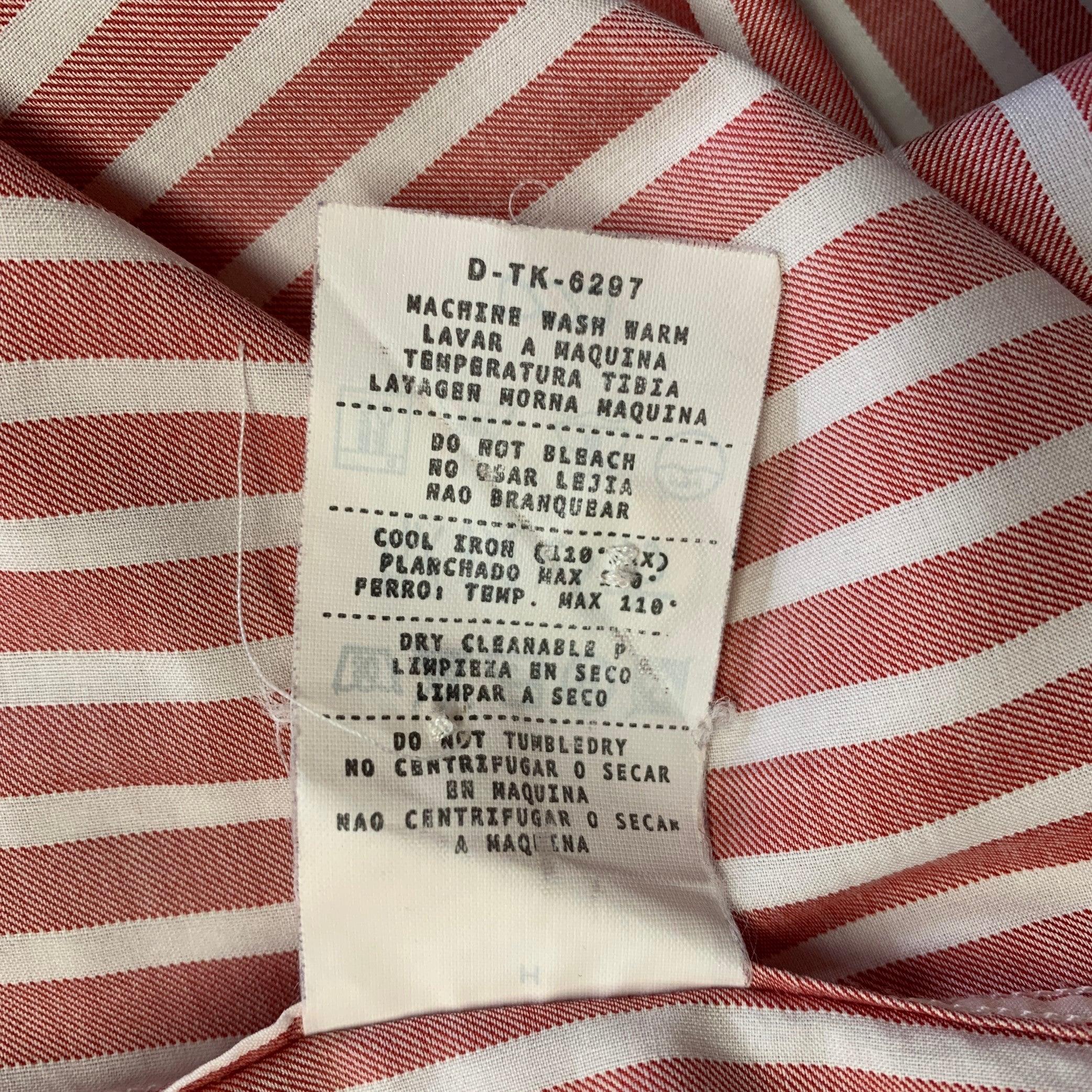 Uomo Ermenegildo Zegna Taglia L Camicia a maniche lunghe in cotone a righe bianche e rosse in vendita