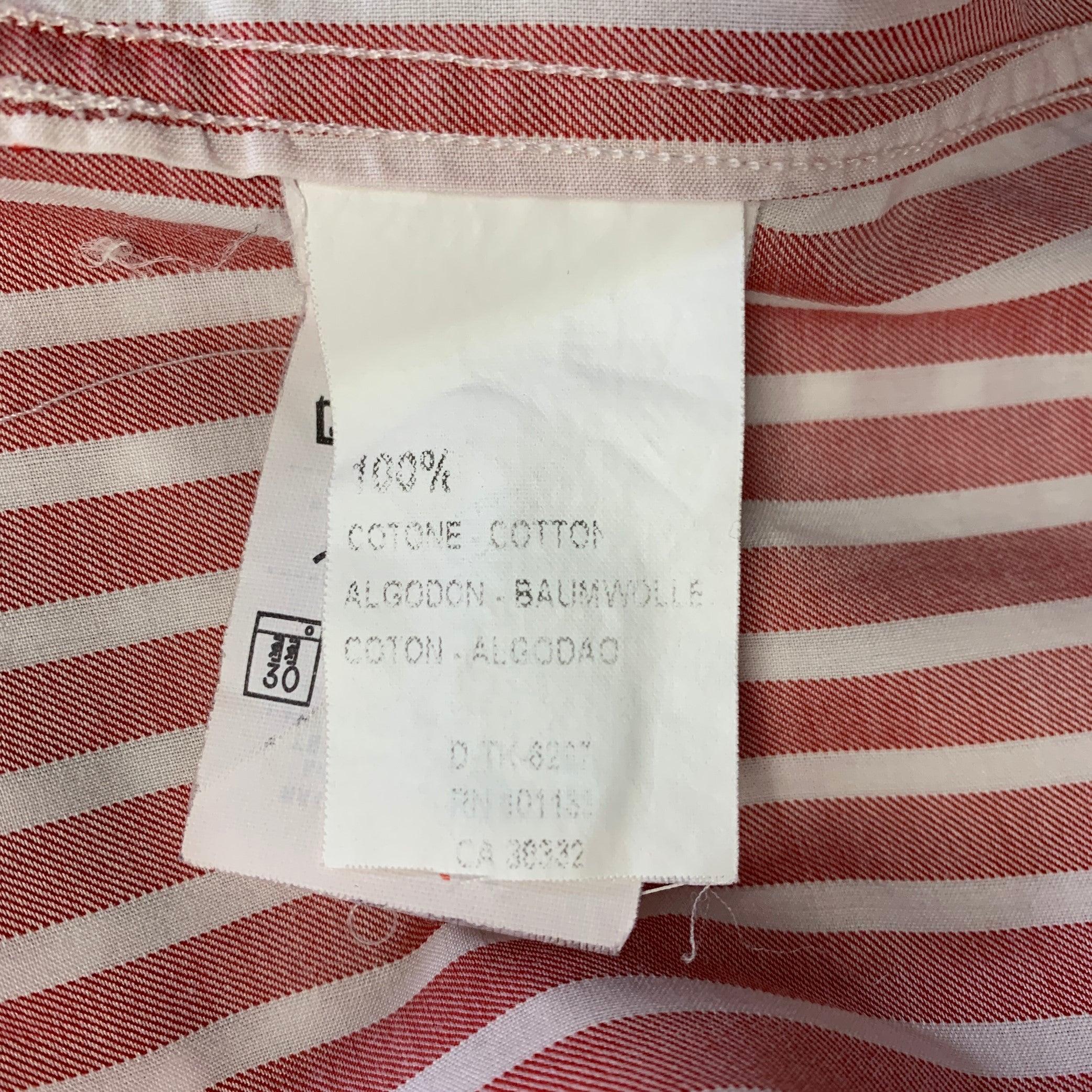 Ermenegildo Zegna Taglia L Camicia a maniche lunghe in cotone a righe bianche e rosse in vendita 2