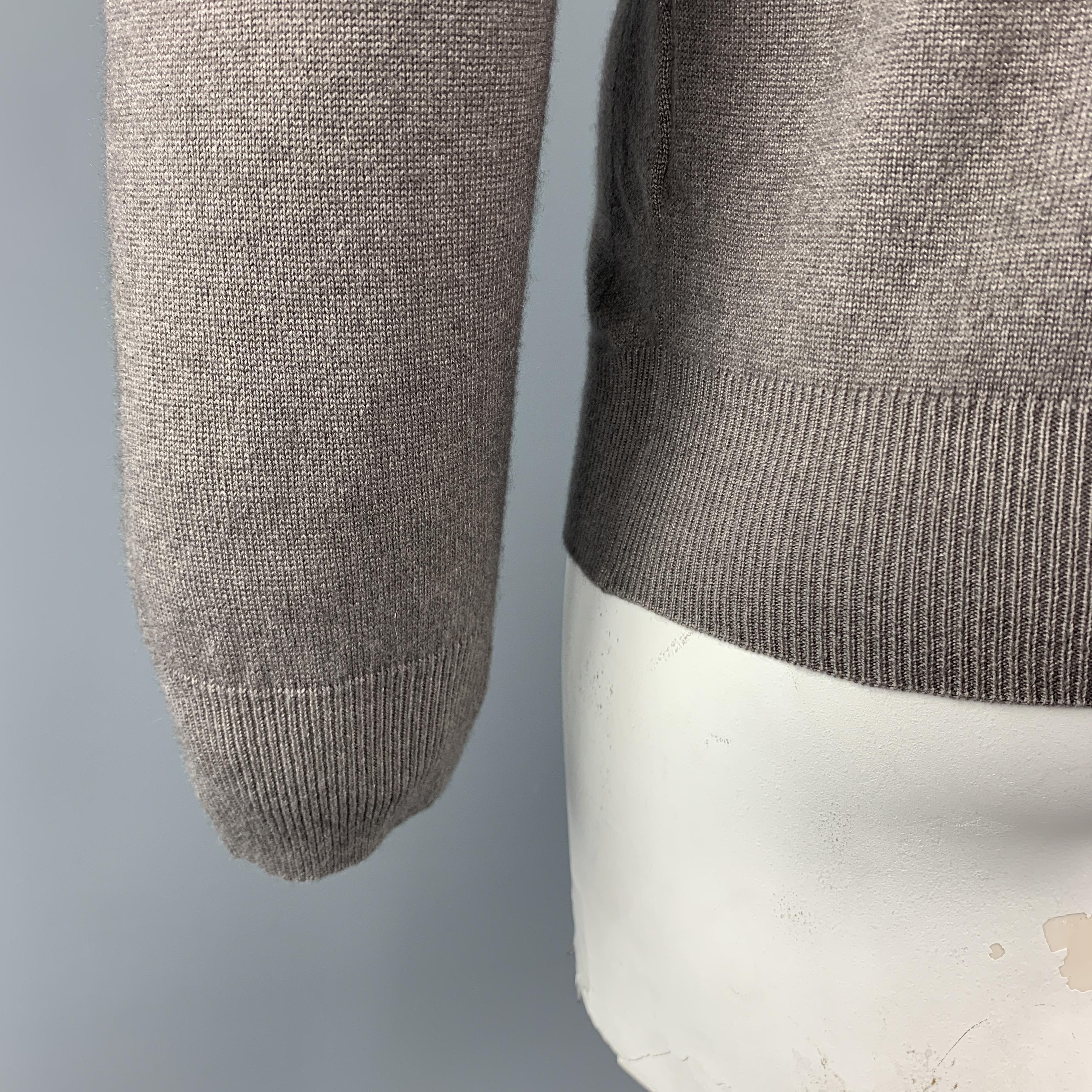 ERMENEGILDO ZEGNA Size L Taupe Cashmere / Silk V-Neck Pullover Sweater 1