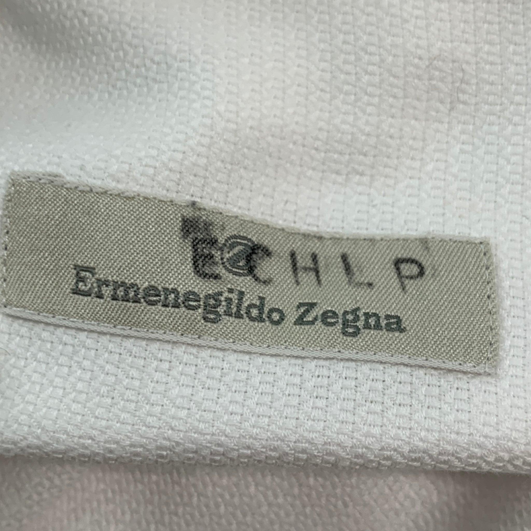ERMENEGILDO ZEGNA Size L White Cotton Long Sleeve Shirt For Sale 4