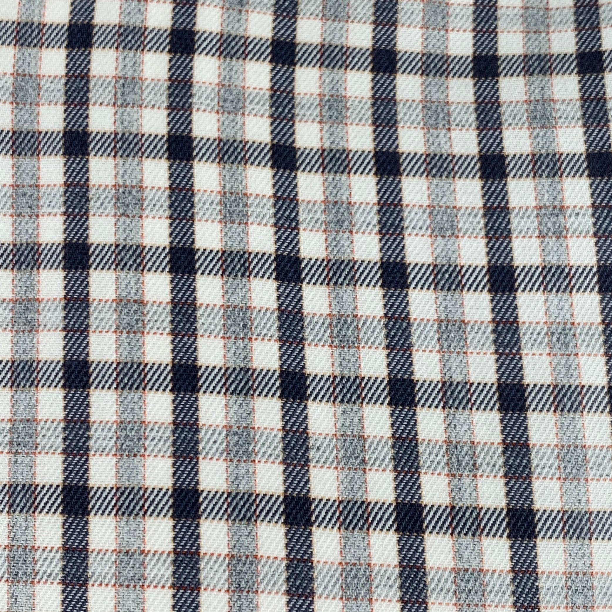 ERMENEGILDO ZEGNA long sleeve shirt in a white and grey cotton woven fabric featuring a checkered pattern, curved cutaway collar, and button closure.Excellent Pre-Owned Condition. 

Marked:   L 

Measurements: 
 
Shoulder: 17 inches Chest: 45 inches