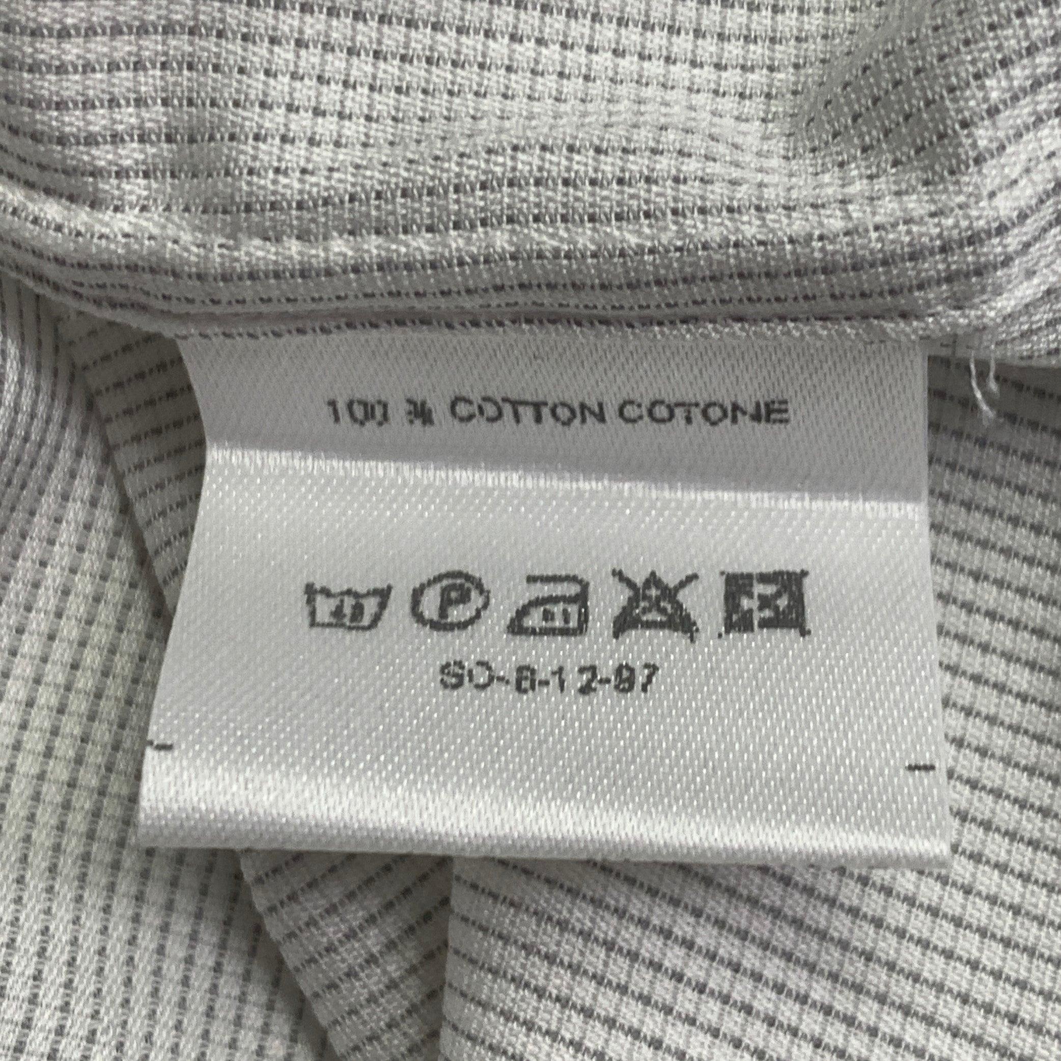 Men's ERMENEGILDO ZEGNA Size L White Woven Cotton Curved Cutaway Long Sleeve Shirt For Sale