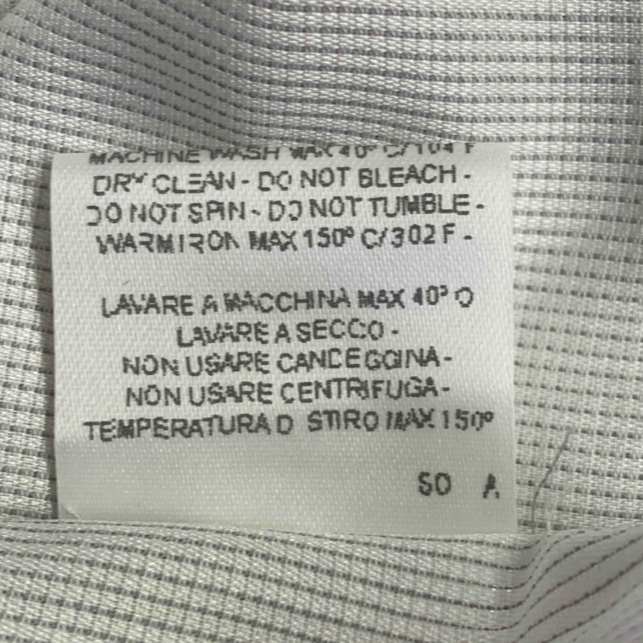 ERMENEGILDO ZEGNA Size L White Woven Cotton Curved Cutaway Long Sleeve Shirt For Sale 1